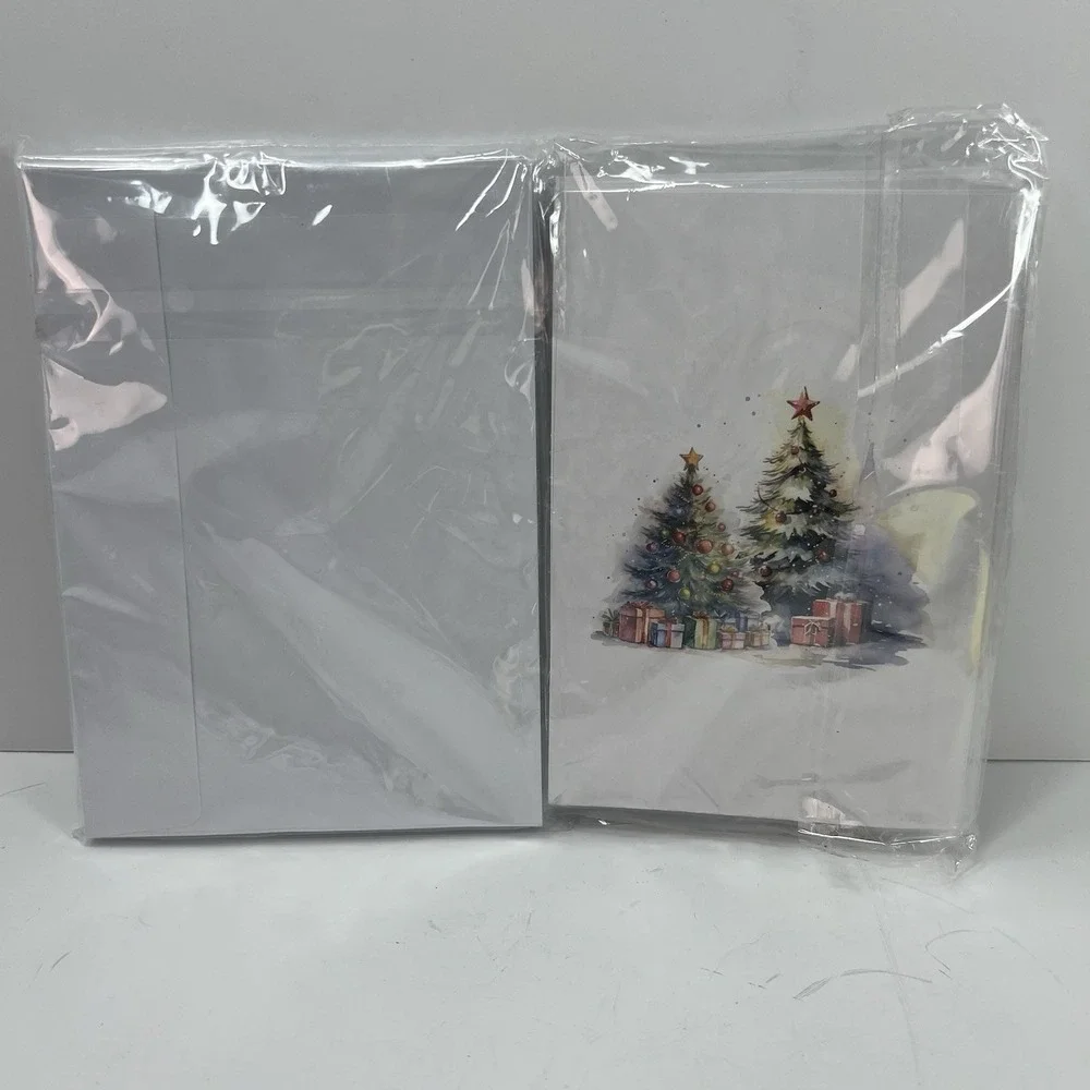 Unbranded Christmas Party Invitations 25 Pack 4x6 White New Watercolor Tree